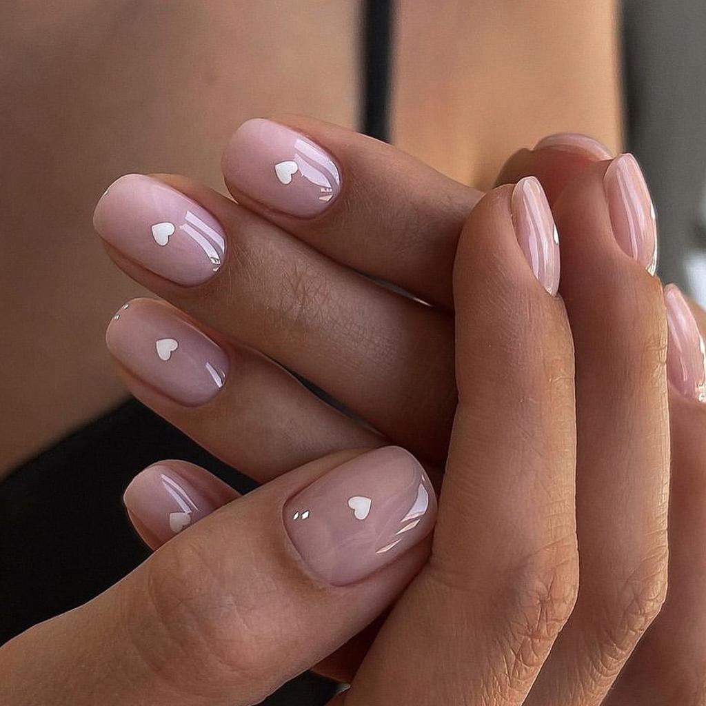 24pcs nude nail art fake nail white small love wearable nails nails nails