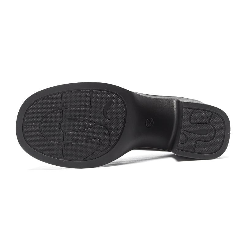 Warrior Stylish Trendy JK Small Leather Shoes Elegant Versatile High Heels Increased Height Loafers 7.5CM Kids Shoes Black WXP(WZ)-3122