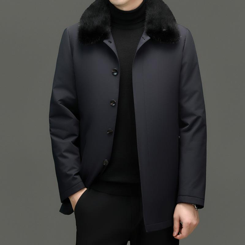 

Зимнее новое деловое повседневное пальто-тренч, модная куртка с меховым воротником, теплая, устойчивая к холоду 4XL темно-синий