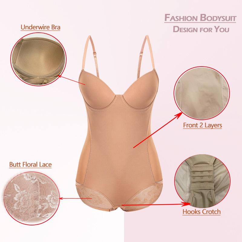 Women Shaping Bodysuit With Steel Ring Bra Tummy Control Butt Lifter Body Shaper