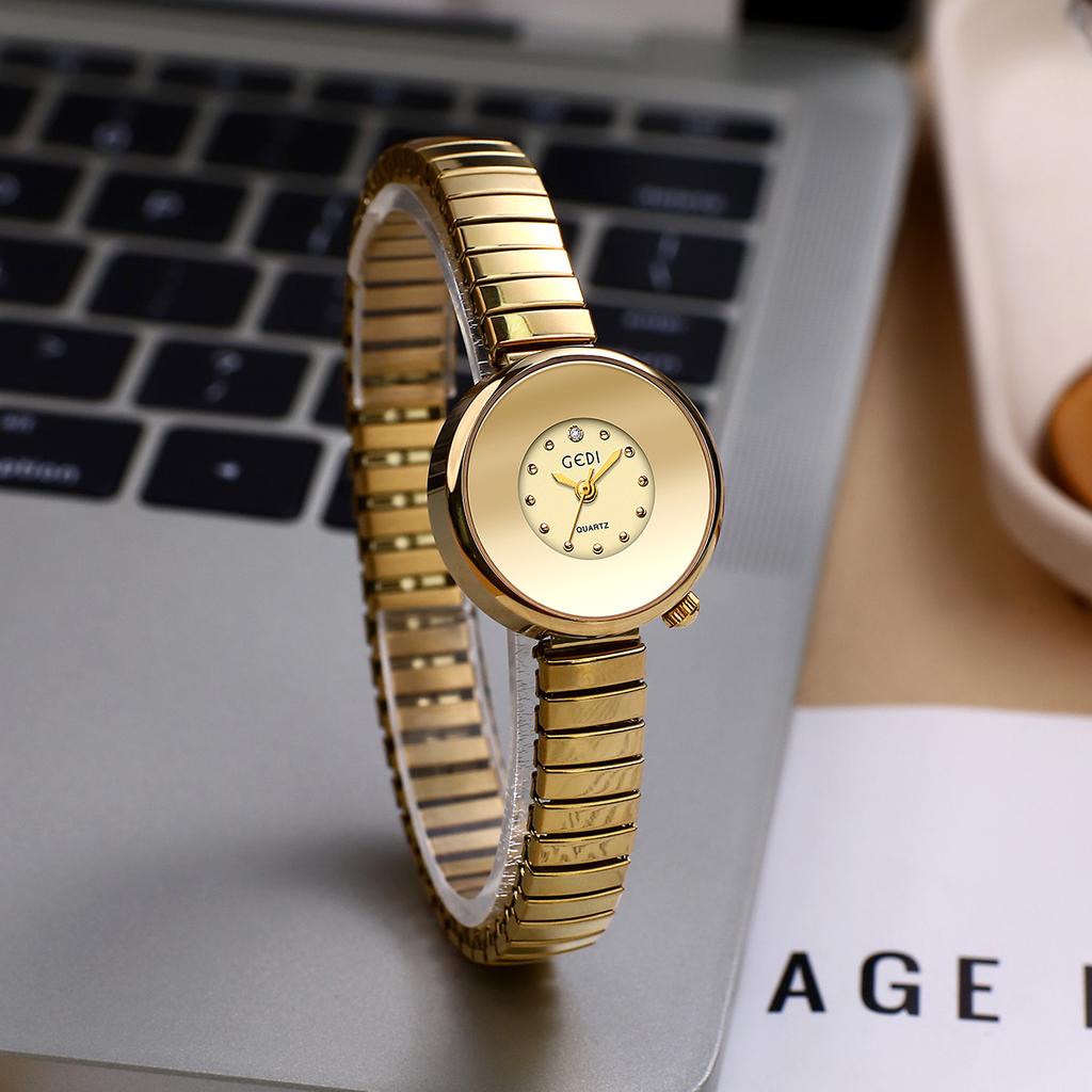 Sky Mirror Small Dial Elastic Strap Women'S Watch Niche Premium Small Women'S Quartz Watch