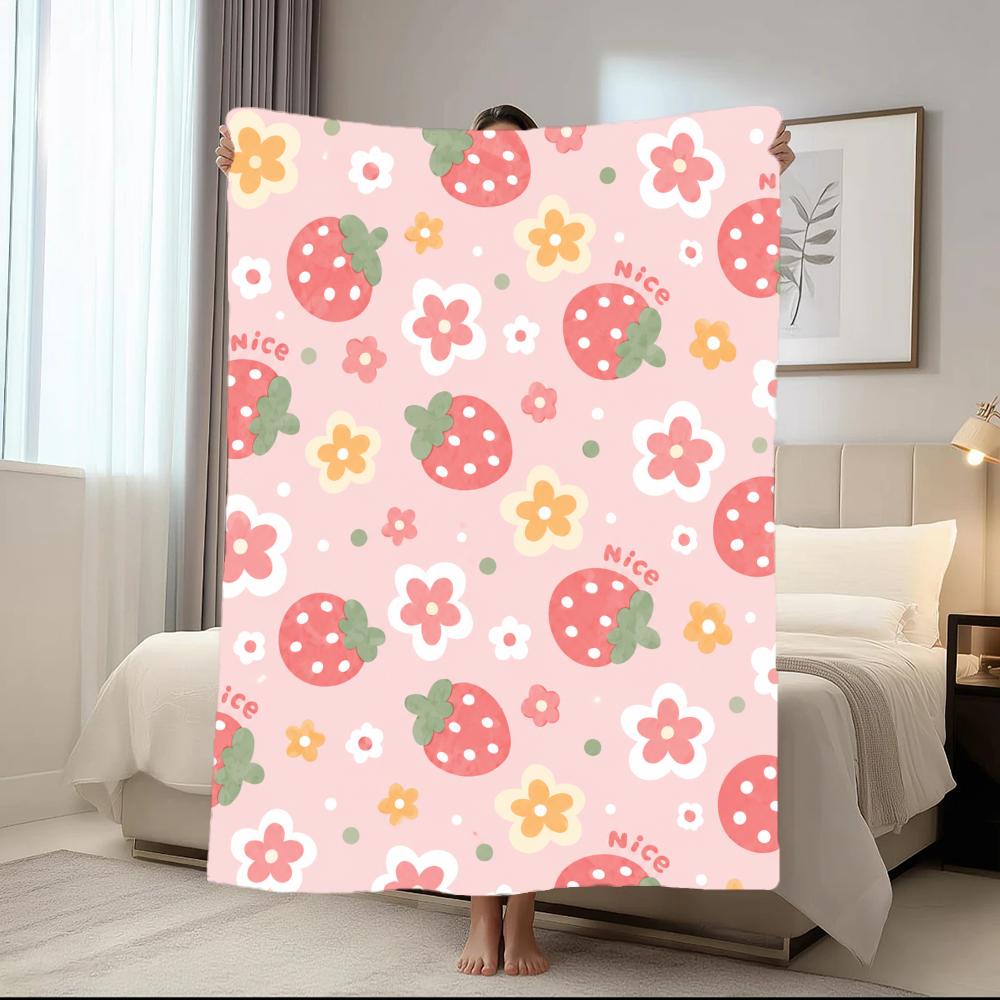 PinkPeachStrawberryDitsy Throw Short Plush Throw Blanket Soft Skin-Friendly Multi-Scene Home Office