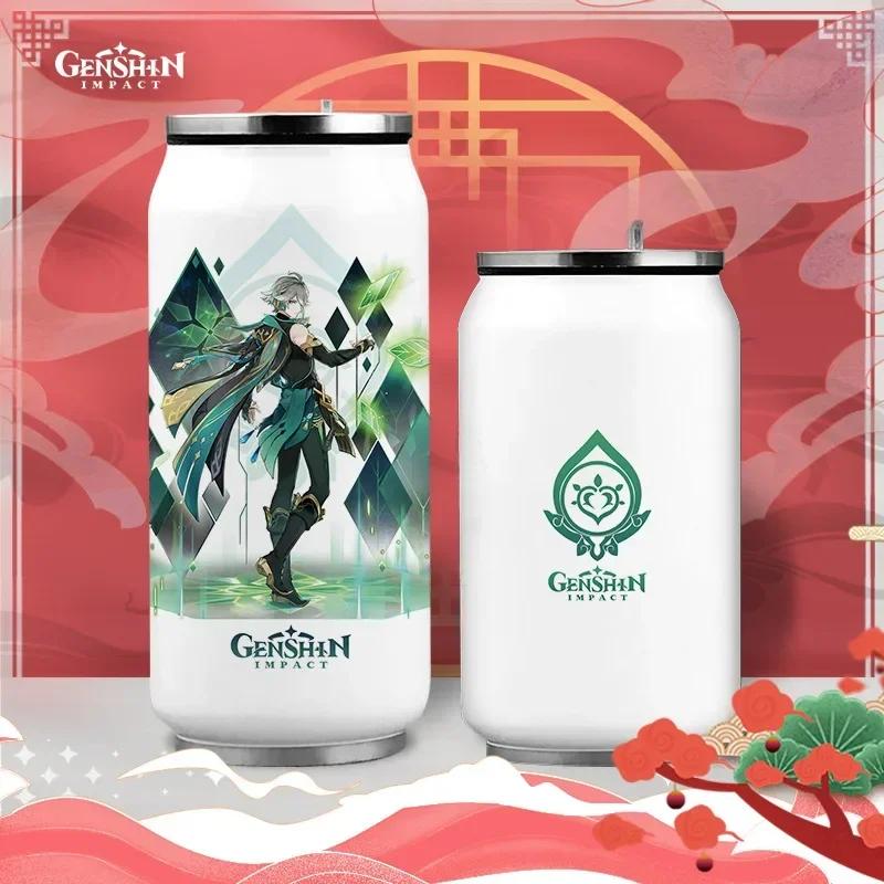 Anime Genshin Impact Thermos Bottle Stainless Steel Coffee Mup Zhongli Klee Portable Water Cup Drinking Bottle Thermos Flask