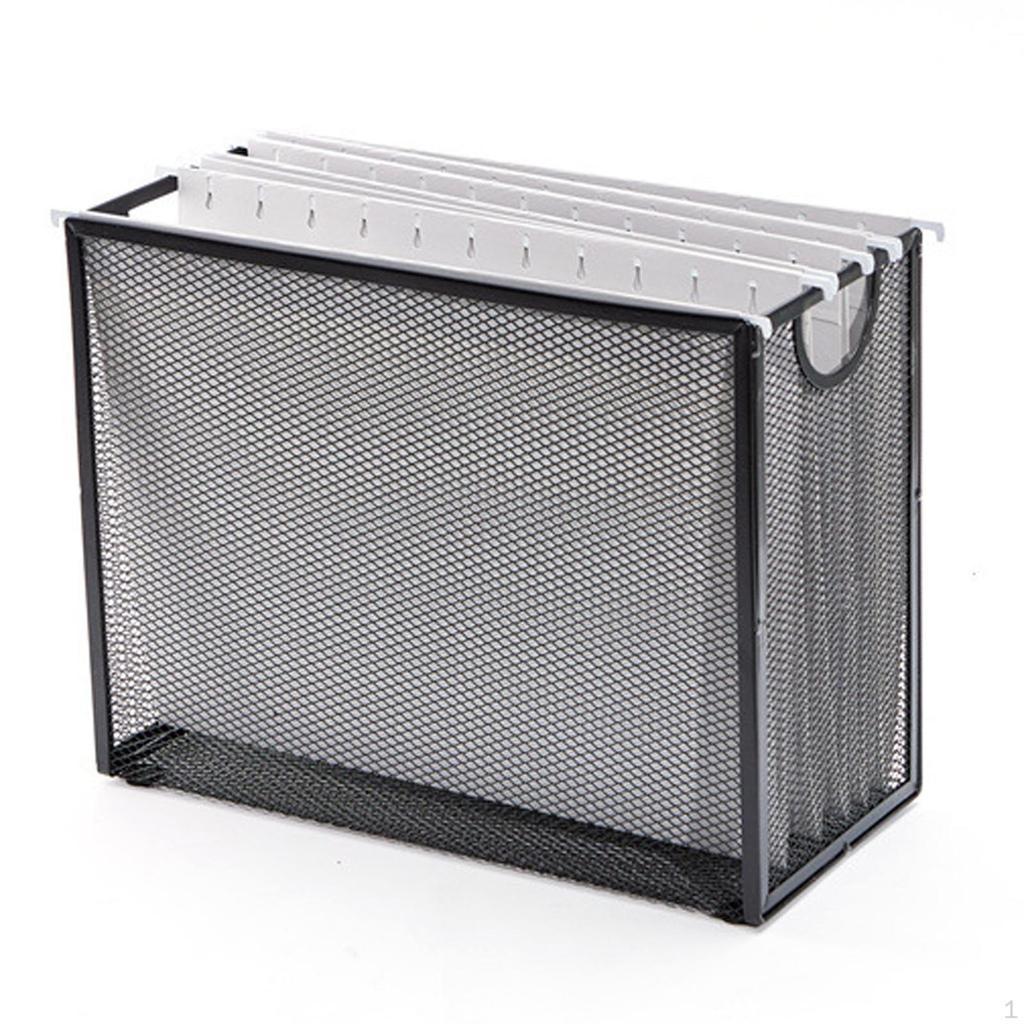 Mesh File Organizer Crate Space Saving Versatile with Handle Portable Office Basket Desk