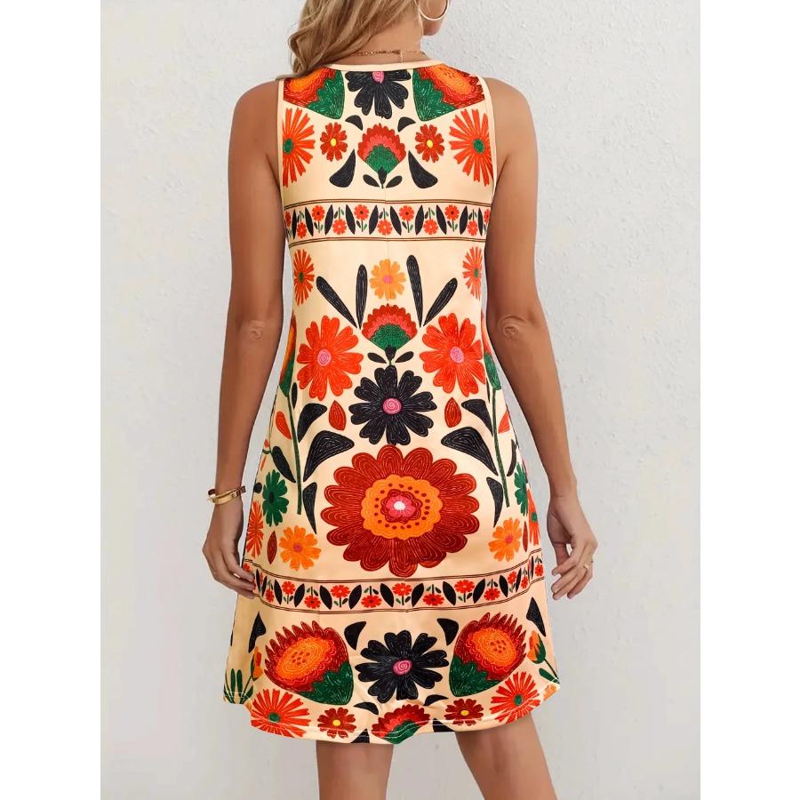 Dámské bezešvé boho květinové šaty Barevný květinový potisk Minišaty Ležérní letní outfit na plážový festival Y2k Dámské oblečení Top