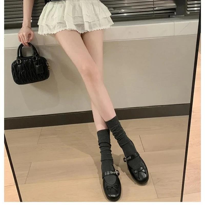 Fashion Round Toe Shoes Woman Flats Bow-Knot Dress Butterfly Ballerinas Office & Career Butterfly-knot Mary Janes Rubber PU Buckle Strap