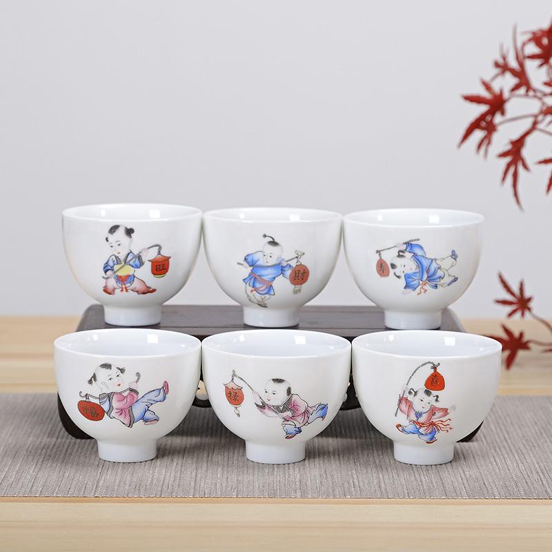 6ks čínský modrobílý porcelánový keramický čajový set Ručně malovaný šálek na čaj Šálky na kávu Šálky na víno Nádobí na pití