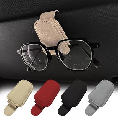 Visera Solar para Coche Clip para Gafas de Sol Estuche Magnético de Cuero para Gafas Soporte para Tarjetas de Boletos Accesorios Interiores de Coche