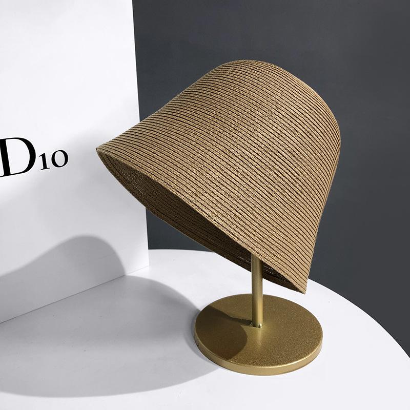 Straw Breathable Bucket Hat Women's Straw Hat Versatile Bucket Hat Sunscreen Visor Bell Simple Hat