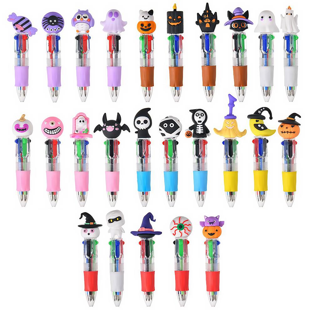 Halloween Themed Ballpoint Pens Bulk Cute Press Type Color Pen Mini Pen Smooth Writing for Halloween Gifts Back-To-School Gifts