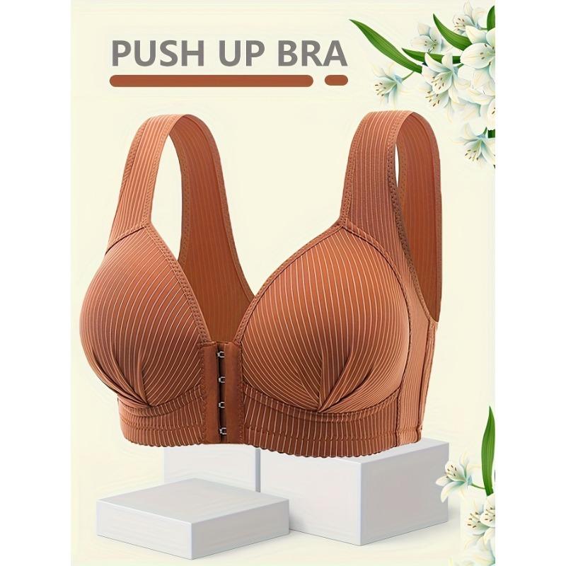 Women's Elegant Style Bra, Nursing Stretchy Bra With Front Closure, Comfort Support Underwear