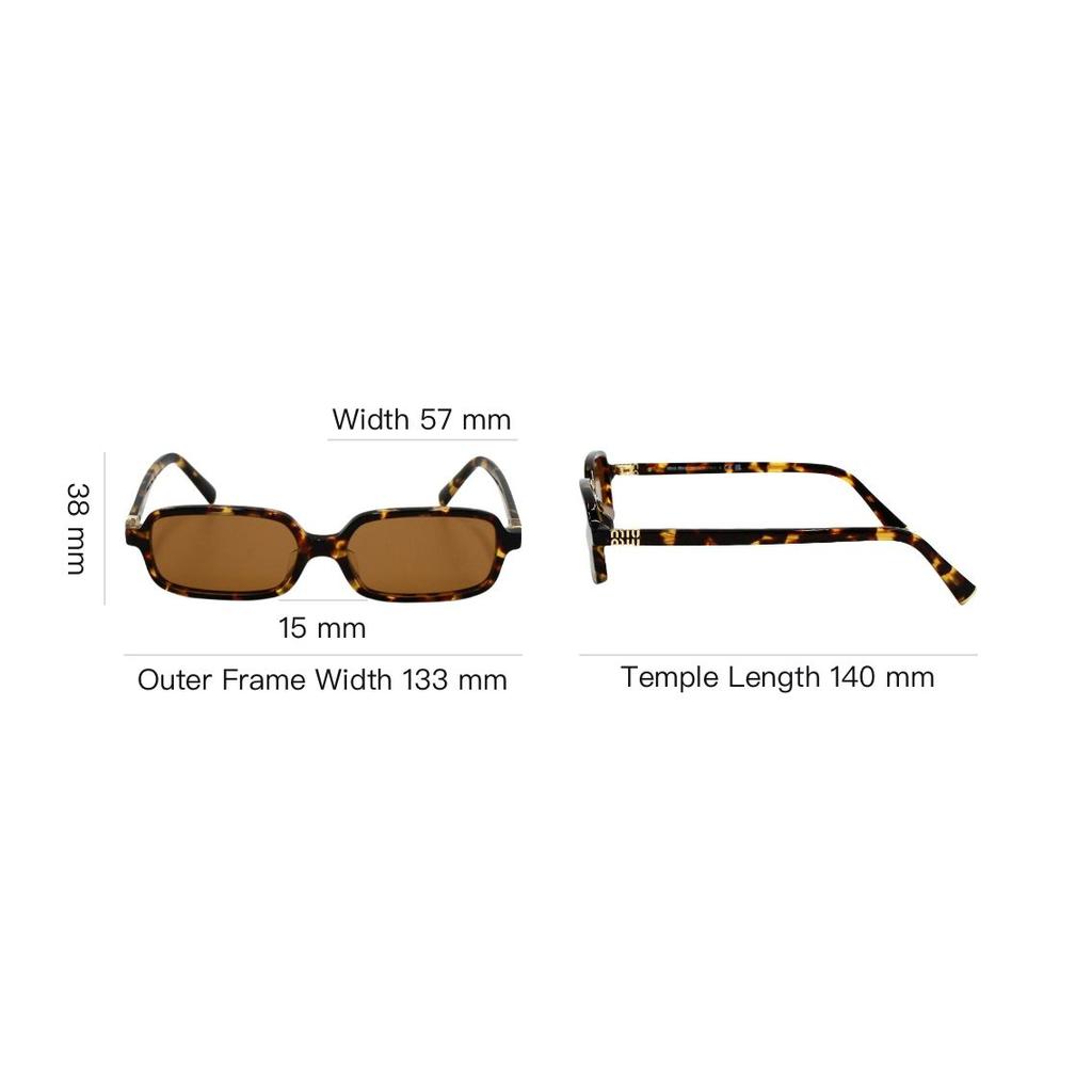 MIU MIU Logo Decorated Rectangular Sunglasses Unisex Sunglasses Tortoise 0MU11ZSFVAU2Z152