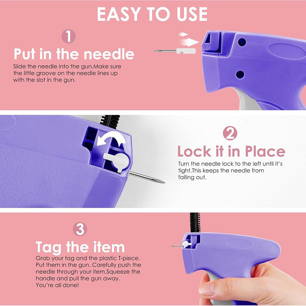 Tagging Gun Clothes Garment Tag Attacher Kit with Needles Standard Plastic Barbs Fasteners Hang Label Strings for Clothing
