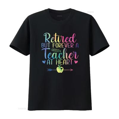 Retired But Forever A Teacher At Heart Retirement T Shirt Vintage Washed Versatile Soft Unisex Fashion Slightly Graphic Stylish