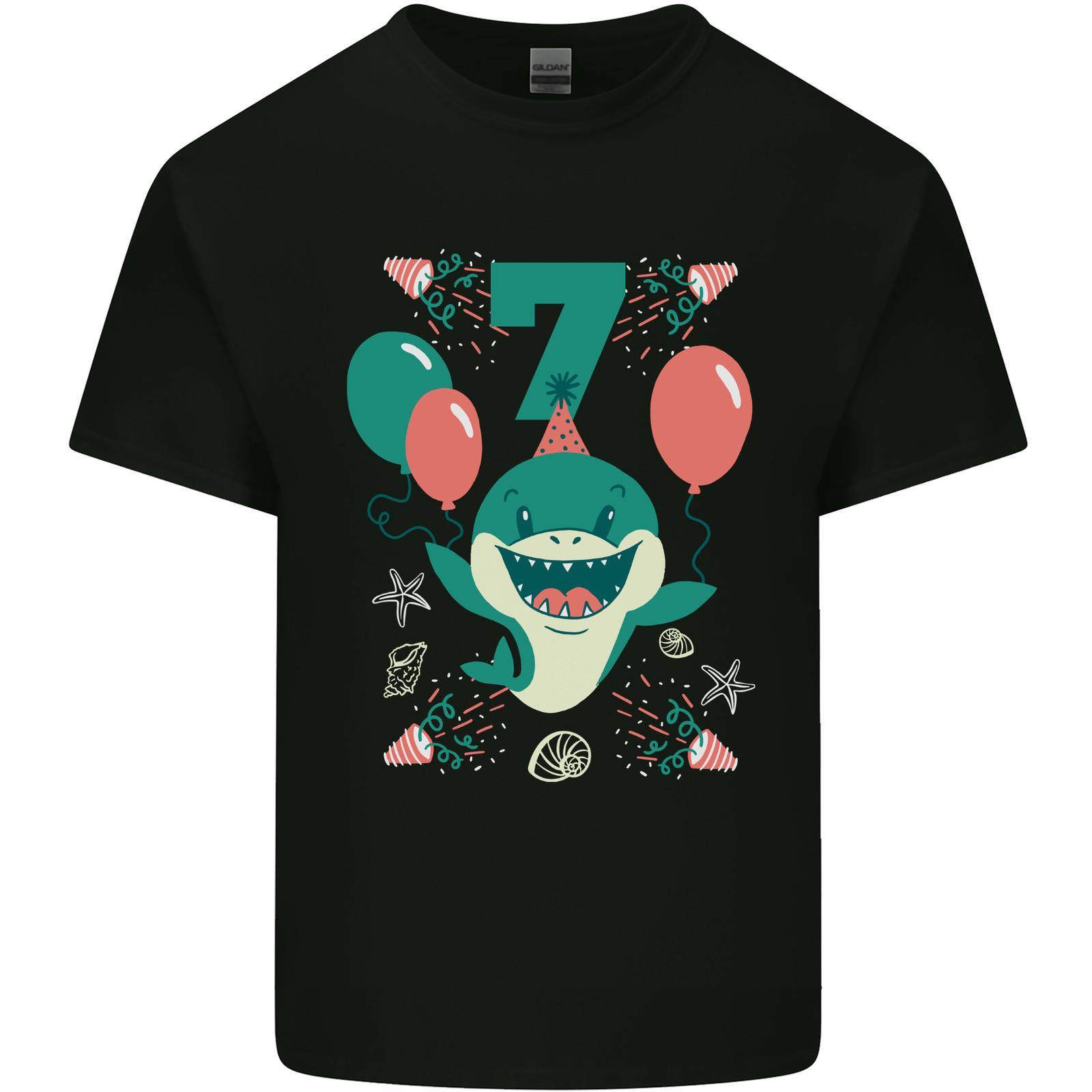 26 7th Shark Birthday 7 Years Old Kids T-Shirt Boys Girls Unisex T-Shirt L