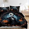 3pcs Happy Halloween Jack Quilt Cover Set (1 Quilt Cover + 2 Pillowcases Without Pillow Core), High-Definition Printing for Home and Dormitory.B0