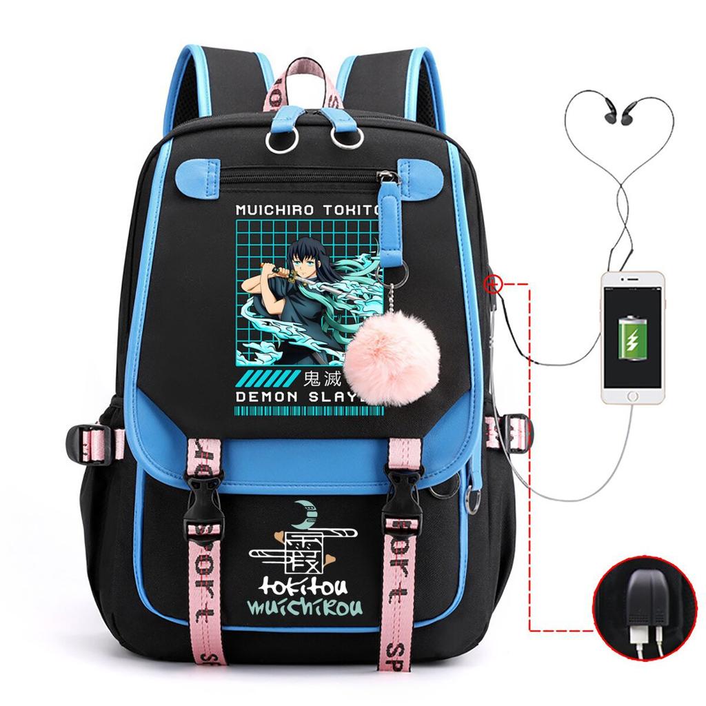 Anime Peripheral Backpack College Wind Junior High School Student High School Student with USB Multifunctional Student School Bag
