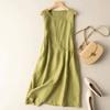 Tank Dress Women Loose Mid-length Tank Dress Day Summer Literary Retro