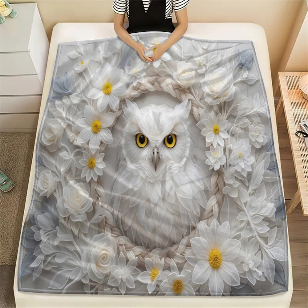 1Pc owl Print Flannel Blanket, High quality Comfortable for All Seasons, Home Decor, Warmth and Comfort, Perfect for Christmas Gifts W67