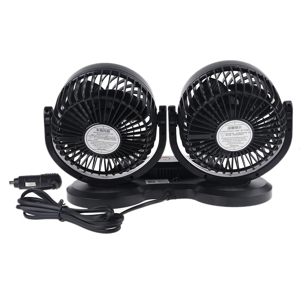 Portable Truck Double Head Fan Vehicle Auto Cooling Cooler Adjustable Low Noise