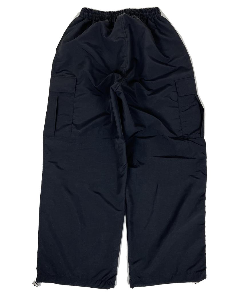 SK8ER ROCK Knee Tuck Cargo Nylon Wide Pants Black