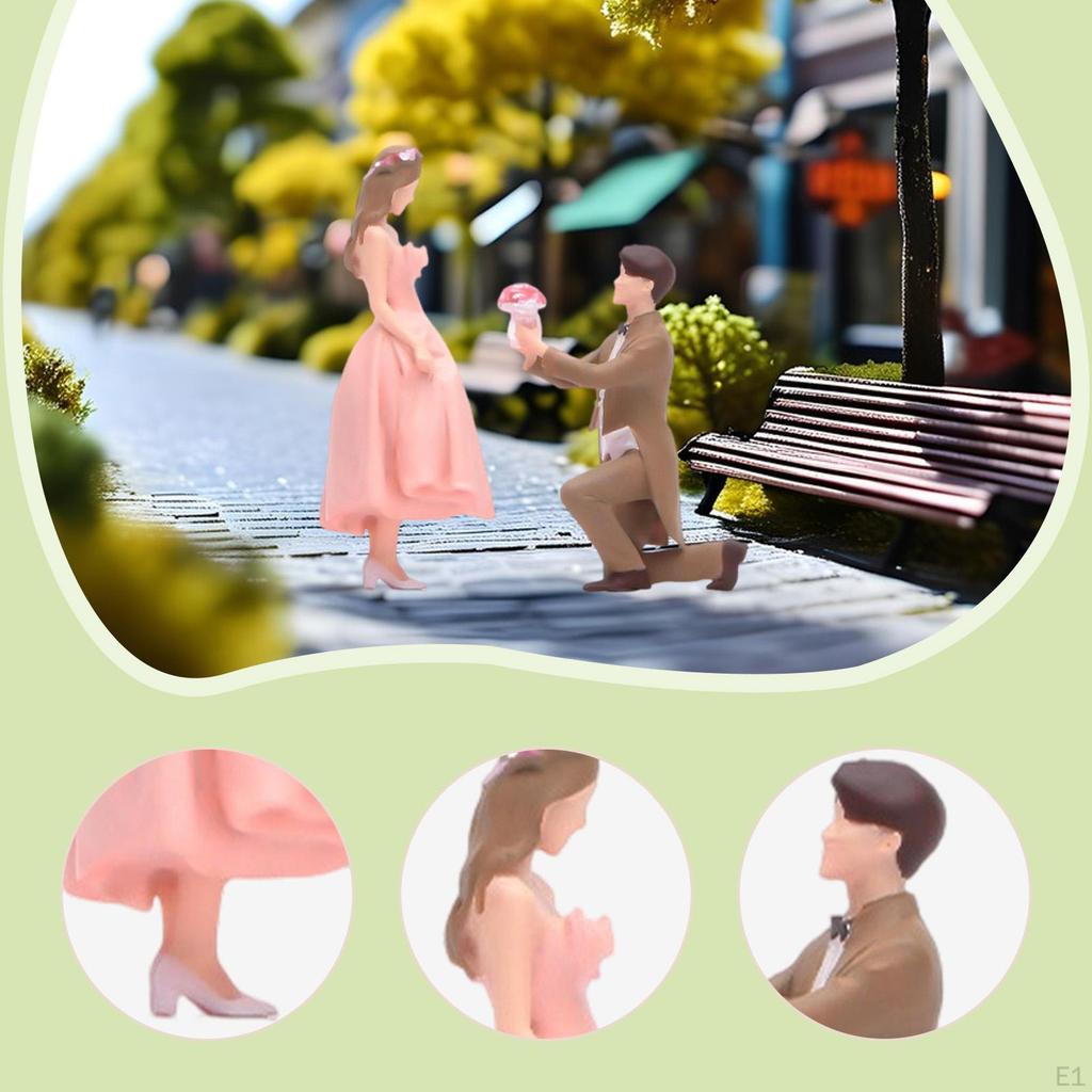 1:64 Proposal Couple Miniature Figures Set Mini Resin Figurines Desk Decor Tiny People Micro Scene