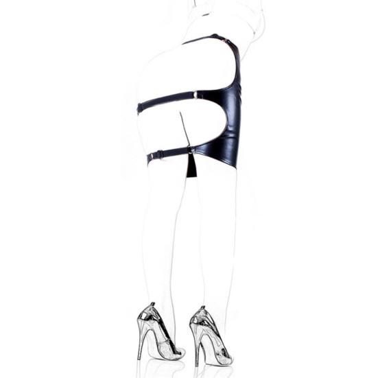 Faux Leather Women Exposed Ass Bondage Skirt Dress Intimate Sex Toy Couple Game