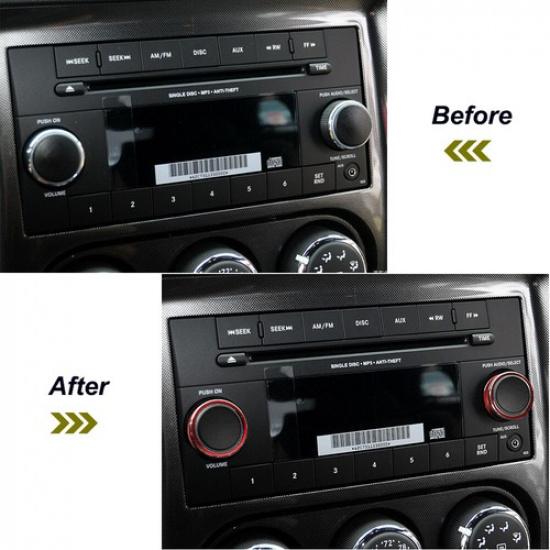 2pcs Aluminum CD Switch Knob Trim Ring Cover Bezels for Dodge Challenger 09-14