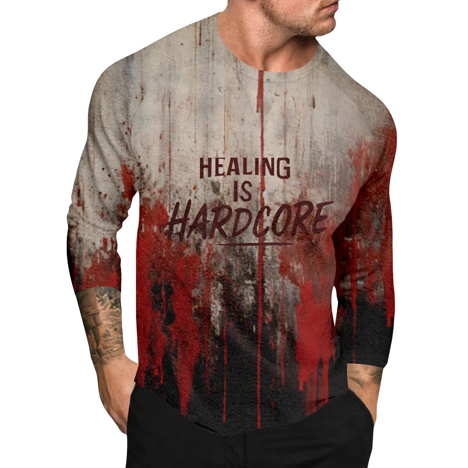 

Мужской топ с длинным рукавом реглан с принтом на Хэллоуин XXL красный