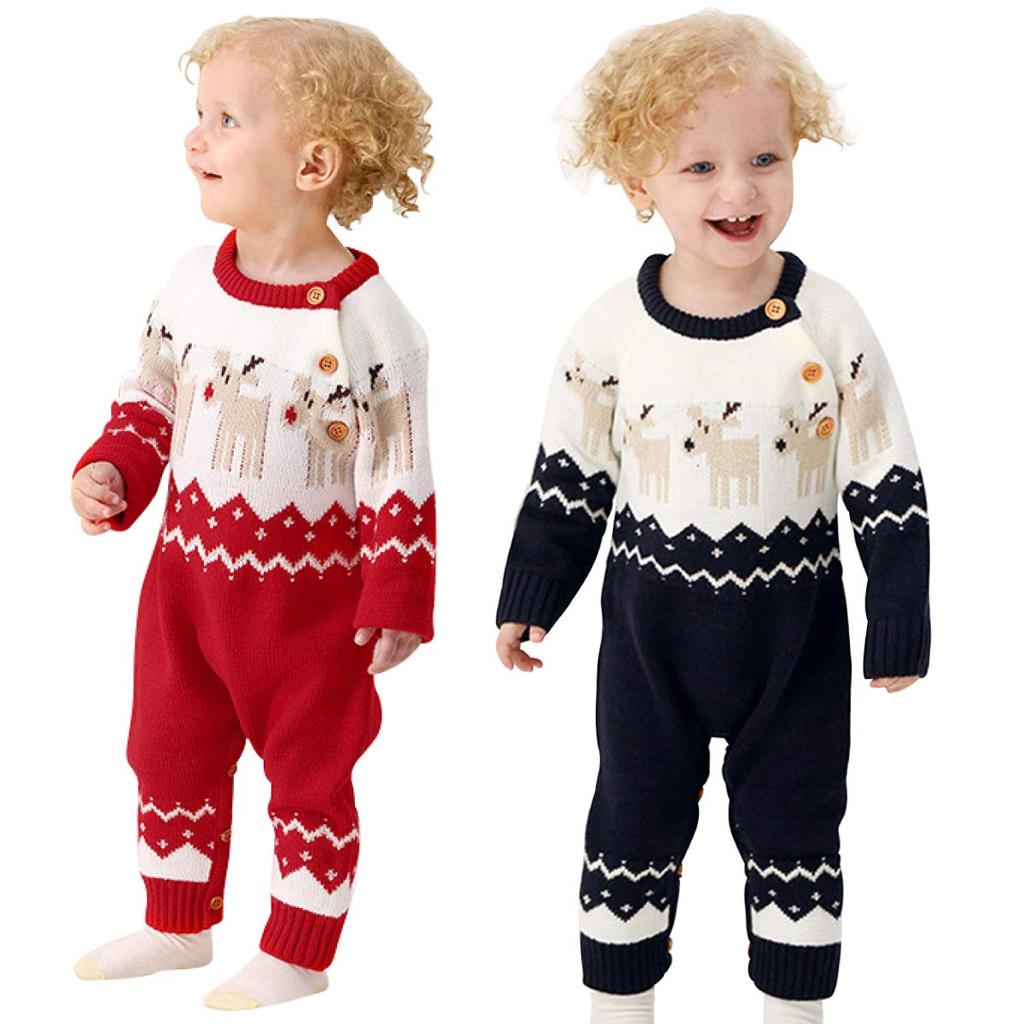 Christmas Santa Claus Outfit for Knitted Romper with Nordic and Reindeer Sizes Cosplay Cos1235 Height Babies, Design, Cute, Fall/Winter, Kids' 70, 80,