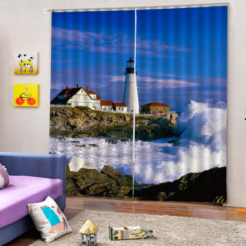 Cortinas 3D 2 painéis para decoração de sala de estar e quarto, ilhós/janela, 65 x 59 polegadas