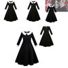 Addams Family Cosplay Girls' Long Sleeve Dress For Children Black Polyester Fabric