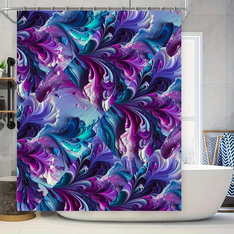

Blue Purple Turquoise Shower Curtain Modern Abstract Design For Bathroom Decor Custom Sizes Available Waterproof Fabric W60H190(CM)-1 Pcs