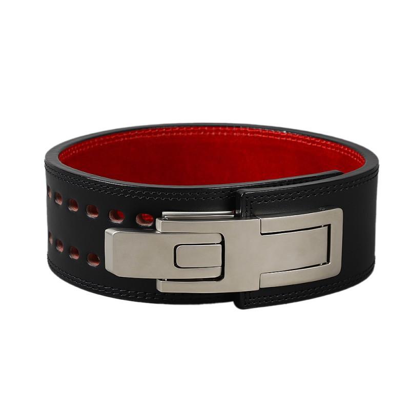 Hard-drawn Squat Automatic Lever Buckle Professional Cowhide Fitness Protection Belt Strength Lift Sports Unisex Silver buckle belt