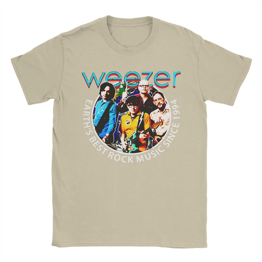Weezer Band Mens T Shirts Novelty Tee Shirt Short Sleeve Round Neck TShirts Pure Cotton Big Size Clothing