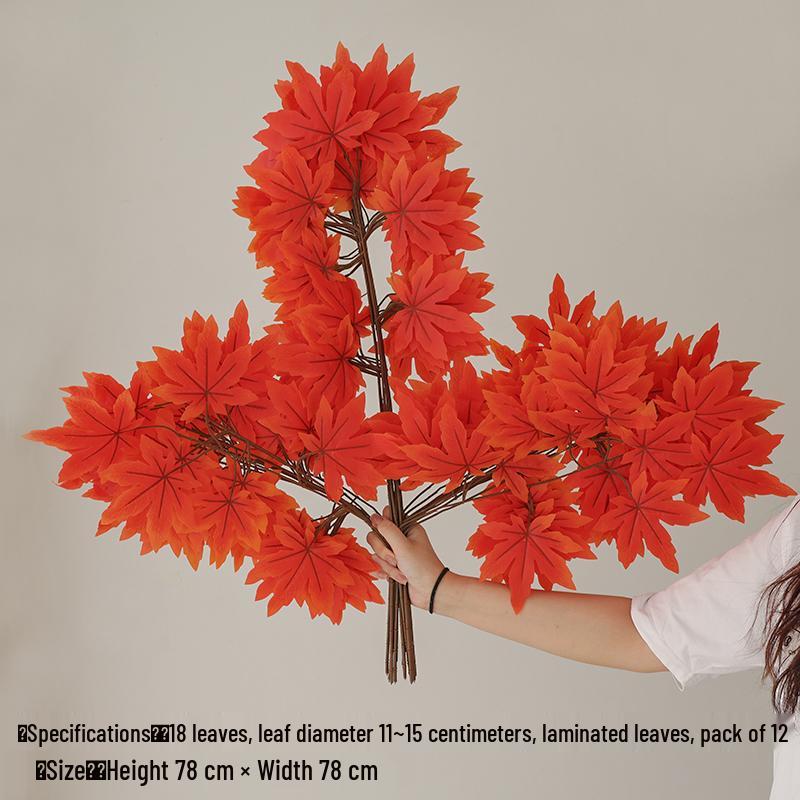 Artificial Red Maple Leaves for Indoor/Outdoor Decor and Landscaping