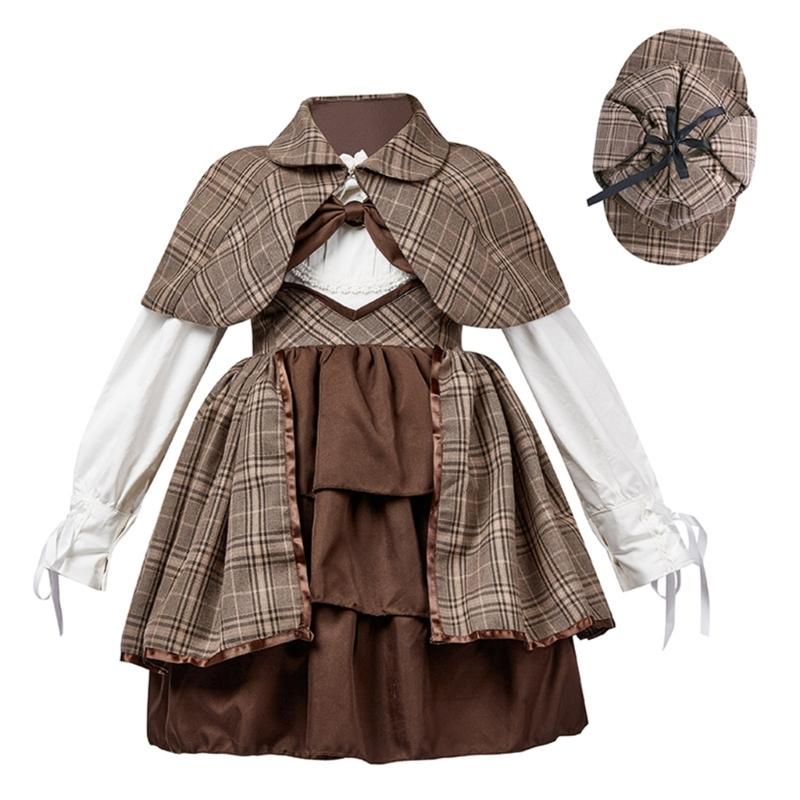 Detective Costume Accessorise for Kids Girls Detective Hat Glasses Sherlocks Detective Kit Girl British Preppy Outfit