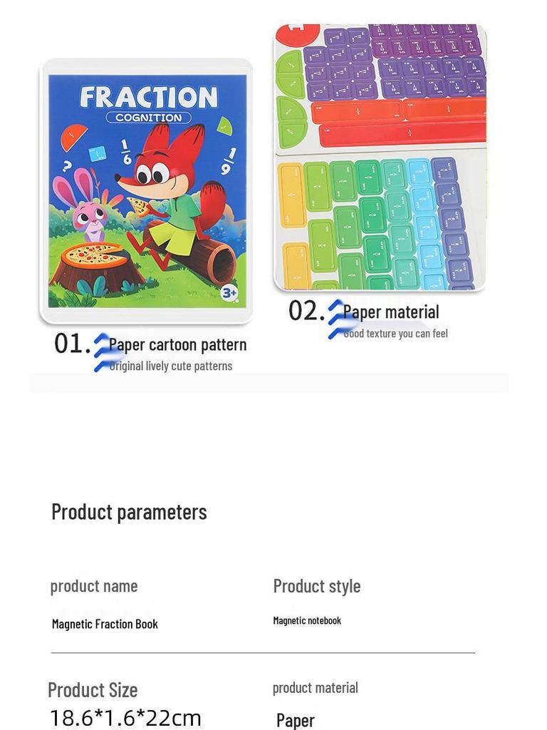 Tri-fold Magnetic Fraction Decomposition Disc - Educational Toy for Cross-Border Children's Learning