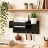 Rustic Wood Key Holder with Shelf & 6 Hooks, Wall Mail Organizer for Entryway