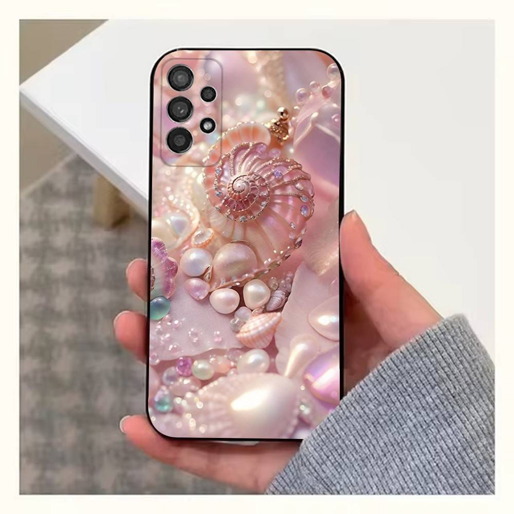 Dazzling Pink Conch Case For Samsung S21,S9,S22,S25,S20,S10,Plus,Ultra,S24,S23,FE,Lite,Soft Silicone Black