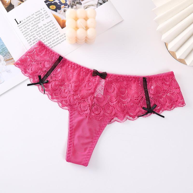 Damen Dessous Sexy Slips Spitze Schleife Aushöhlung Slips String Unterwäsche Höschen