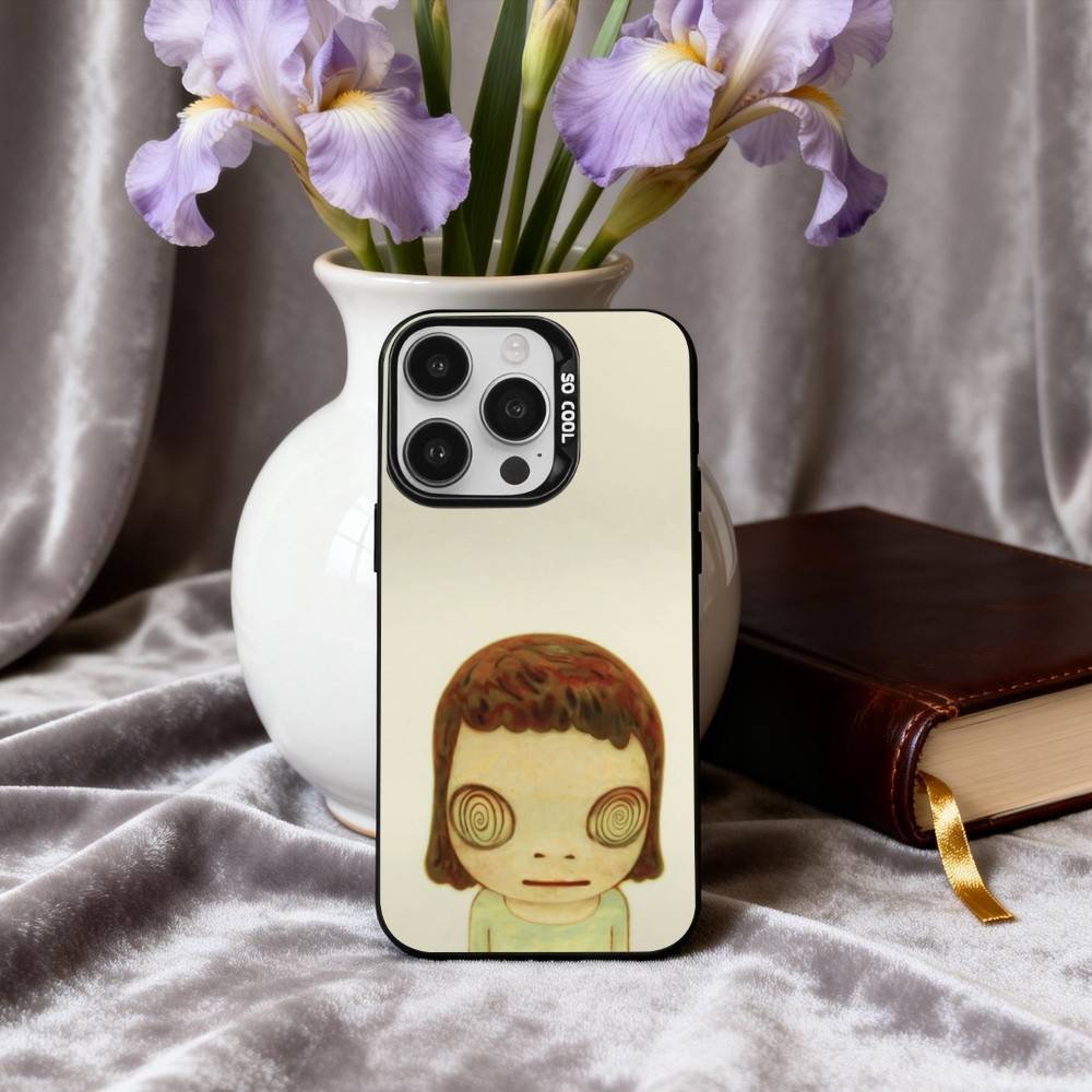 

Cute Y-Yoshitomo Nara Phone Case For iPhone17,16,15,14,13,12,11 Plus,Pro Max Black Candy Silver Plated Cover iPhone13PRO