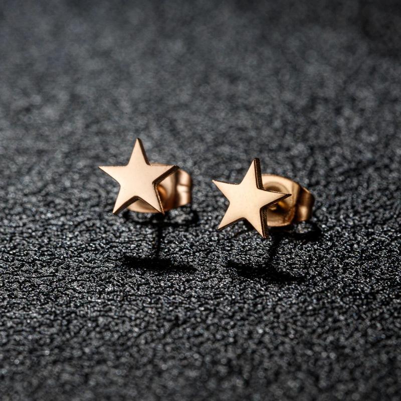 1 Pair New Minimalist Stainless Steel Mini Five-pointed Star Stud Earrings From Japan and South Korea Fashionable Small Earrings