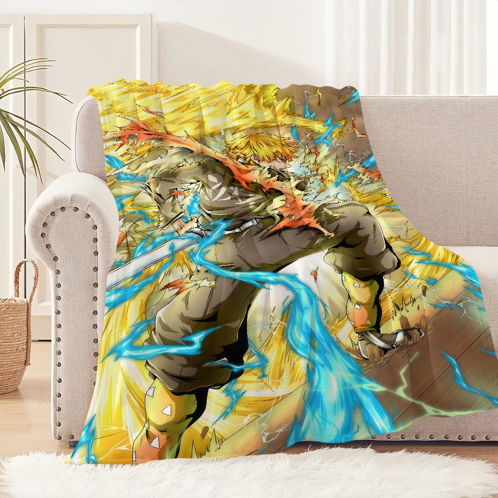 fanart anime cool chibi Z-Zenitsu A-Agatsuma Flannel warm soft plush blanket for sofa living room hogar bedroom travel gift home