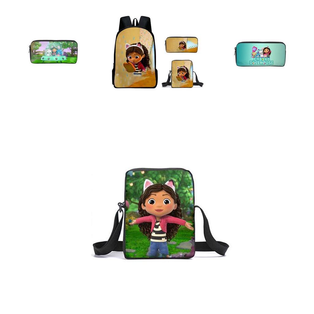 Gabby's Dollhouse Backpack Featuring Stylish Cartoon Design And Adjustable Shoulder Straps For Students