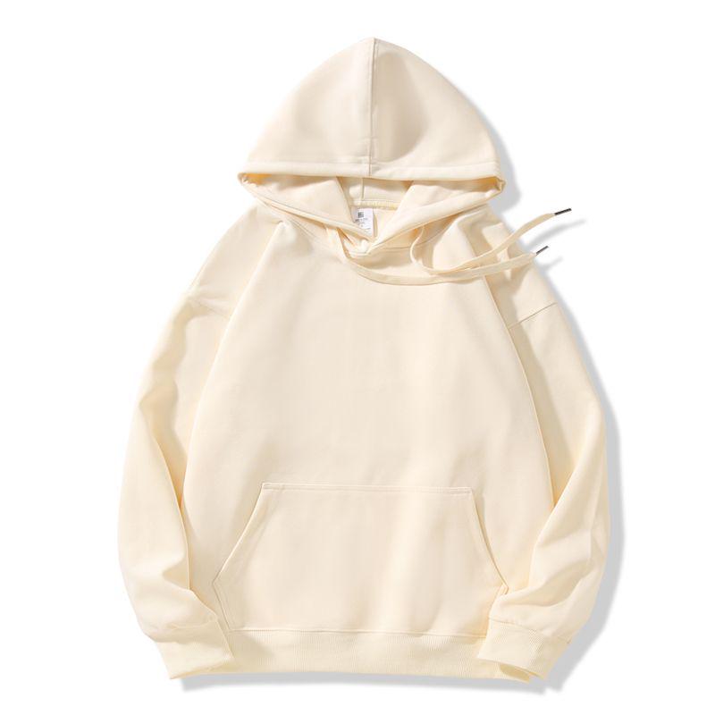 Unisex Long Sleeve Hooded Sweatshirt 350g Cotton Silk Blend Drop Shoulder Women's Blank Edition