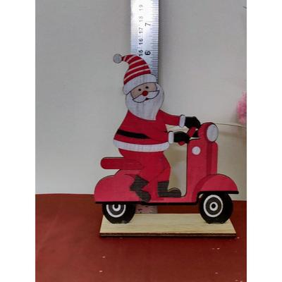 Latest Christmas Decoration Small Wooden Decors Christmas Gift (Santa On Scooter Engraved In Wood)