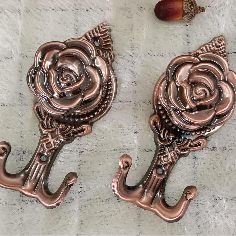 

1 Pair Metal Material Curtain Holdback Rose Design Window Holder Rose Curtain Hook European Style бронзовый