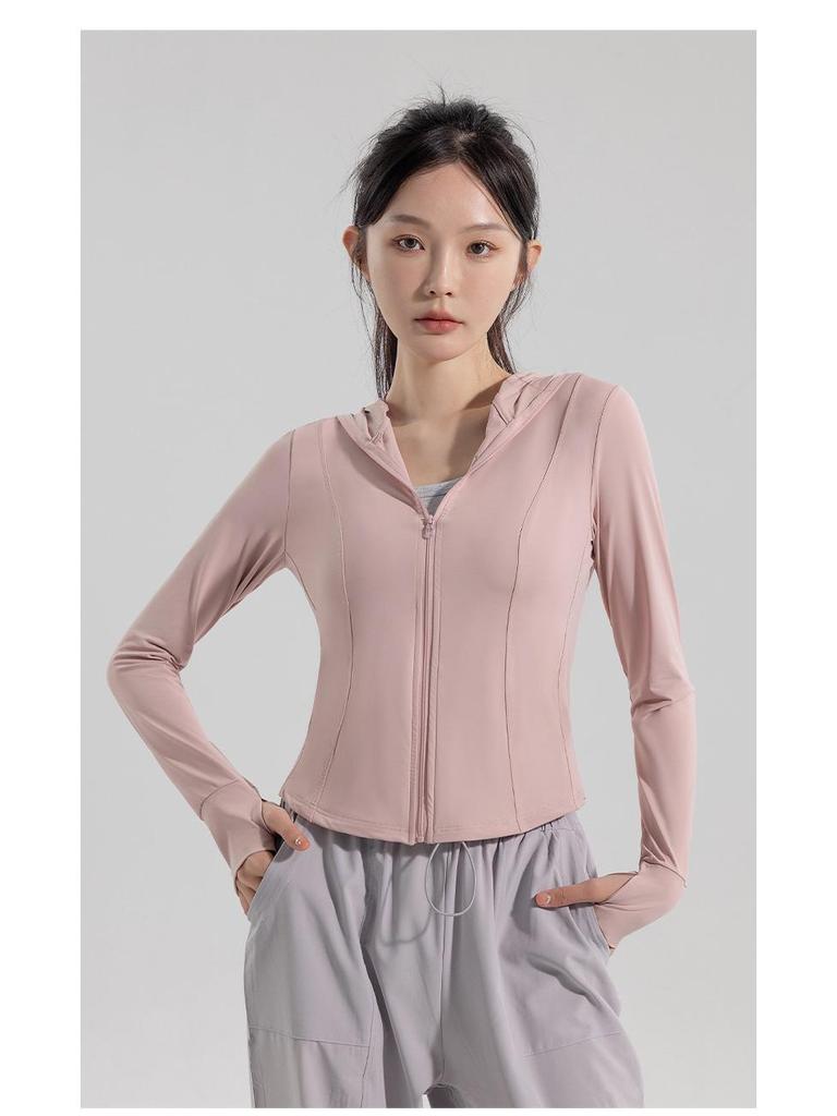 2025 Women's Black Slim Fit Sun Protection Ice Silk Jacket: Breathable, UV-Protective Summer Sportswear