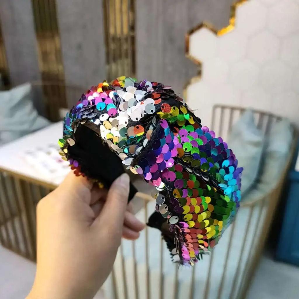 Sequin Knotted Headband Retro Wide-brimmed Hairband Fashion Women's Accessories